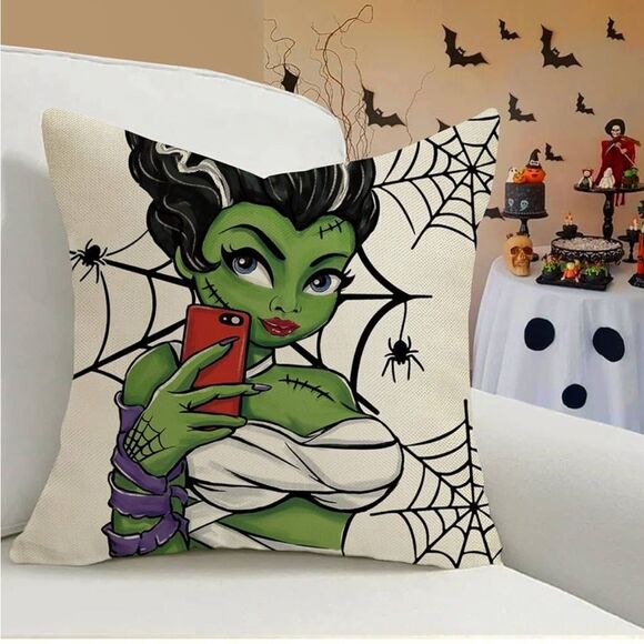 Halloween F.ran-Kens Tein Decorative Throw Pillow Covers 18 X 18 Set Of 4, - Picture 4 of 7